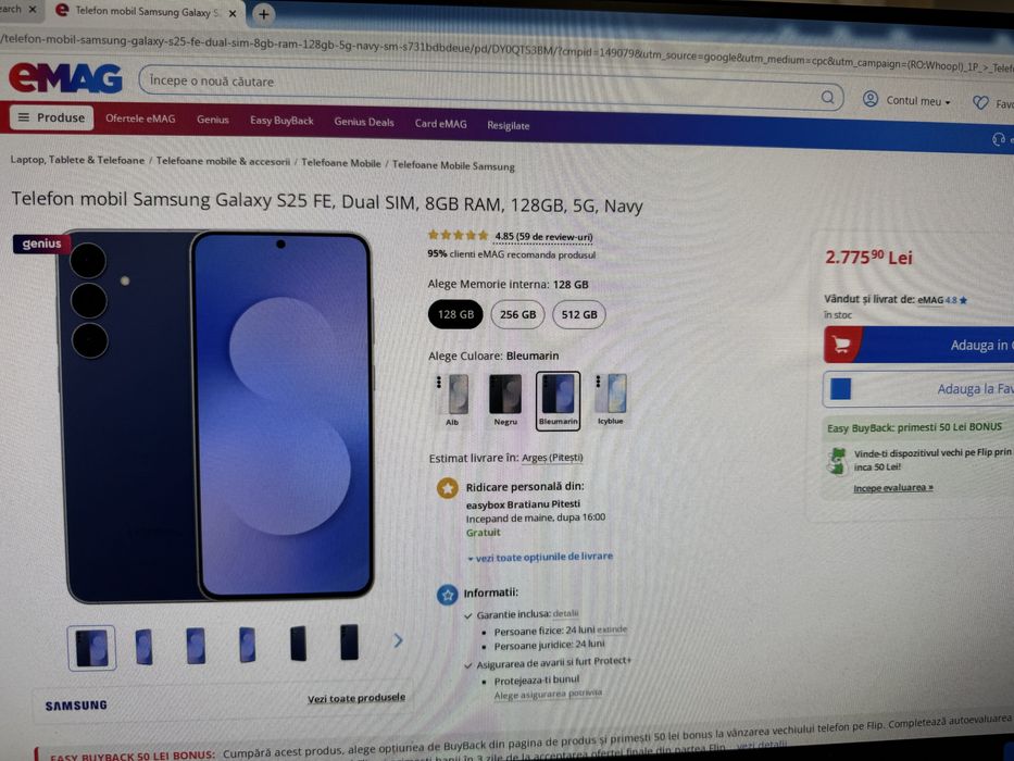 Samsung S25 FE, 128GB/8gb ram nou, sigilat garantie 2 ani