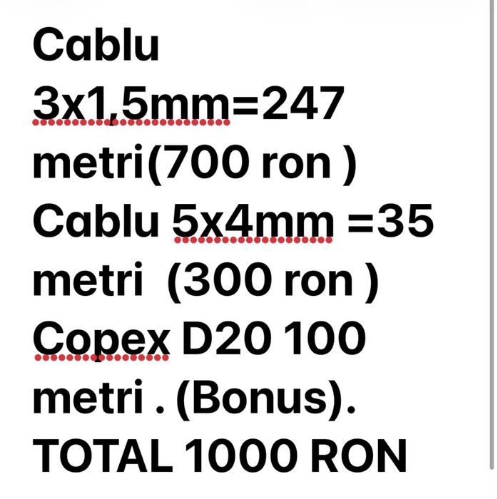 Cablu 3x1,5mm si copex