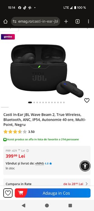 Casti audio air pods JBL noi