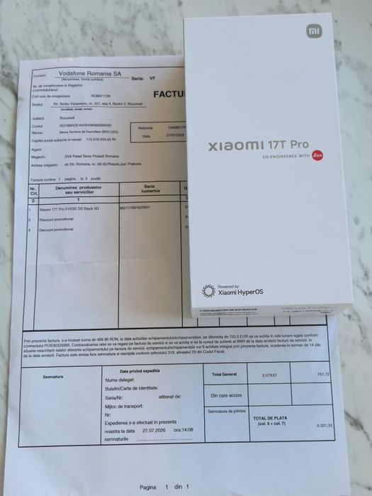 Vand/Schimb Xiaomi 17t Pro 512gb SIGILAT