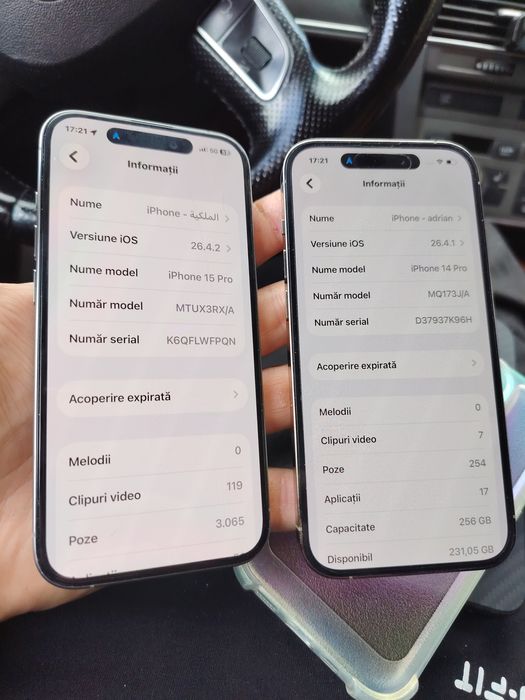 Iphone 15 pro și 14 pro