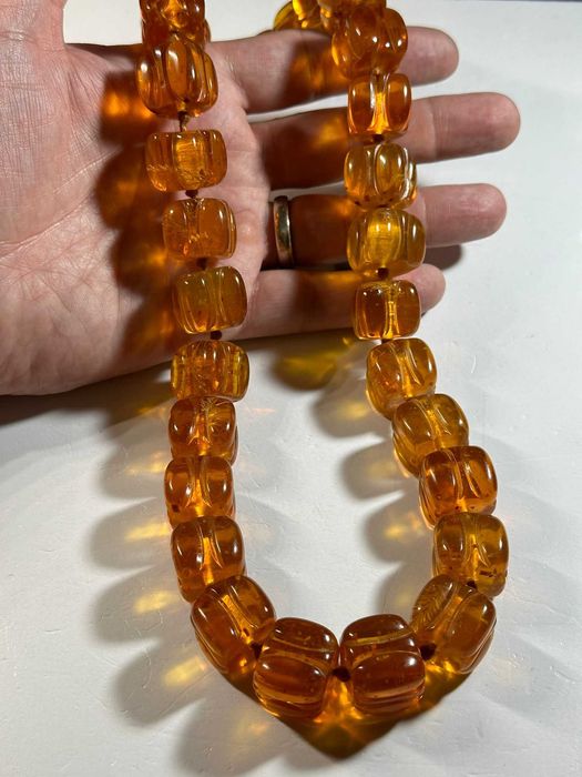 COLIER CHIHLIMBAR Natural + AUR 18K (5g.) - AMBRA - Sculptat - Vintage