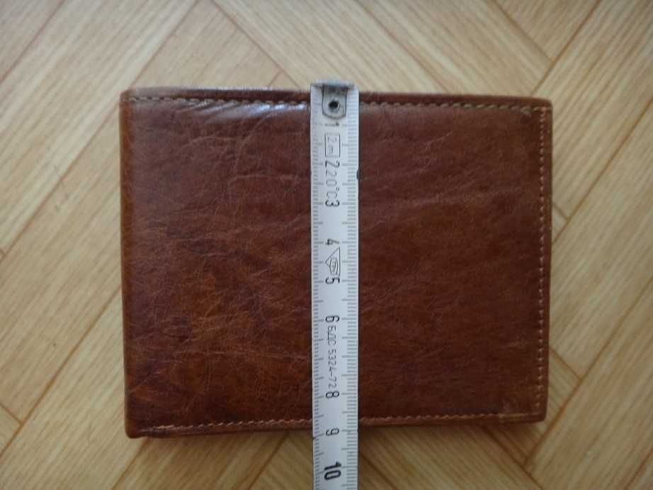 Нов кафяв мъжки кожен портфейл, портмоне от естествена кожа