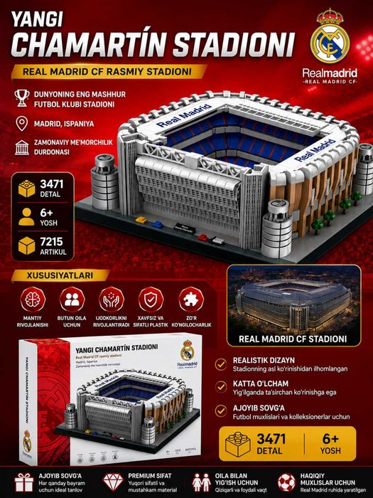 Real Madrid "Yangi Chamartín" Stadioni Konstruktori (3471 detal) Lego