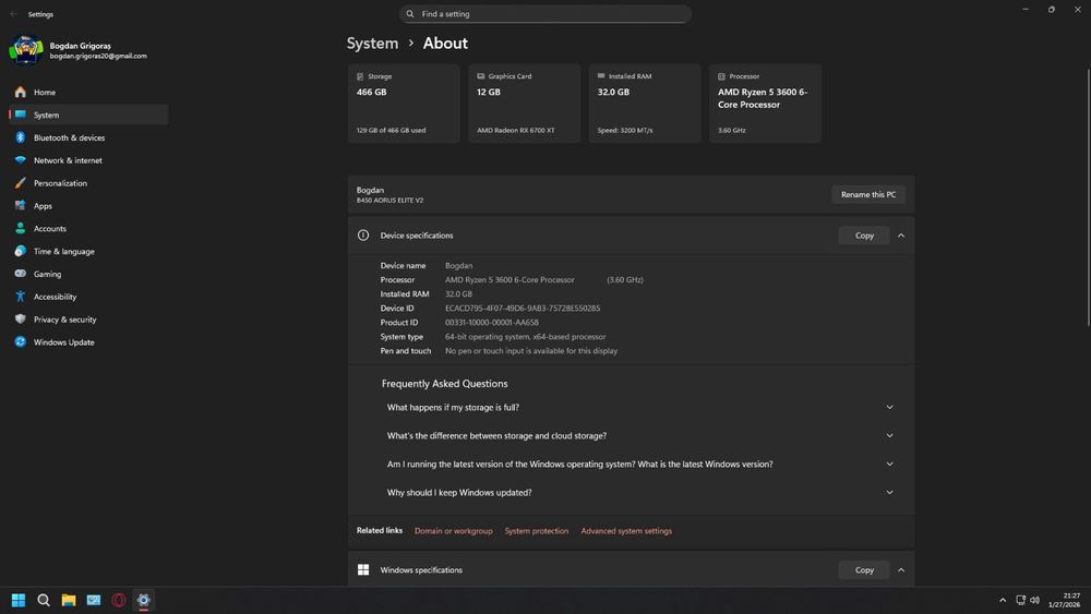 PC Gaming RX 6700XT R5 3600 32gb RAM