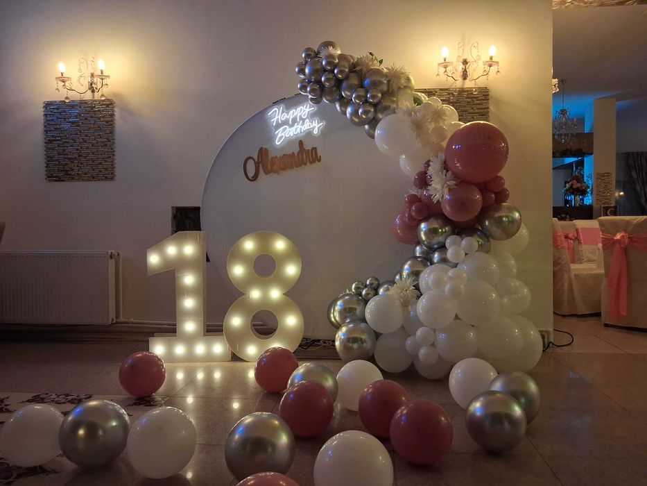 Aranjamente botez/cristelnita Arcada baloane Photocorner DECOR PARTY Panou foto majorat Arcada baloane gender reveal girl/boy