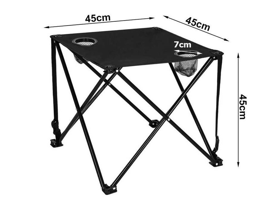 Сгъваема лека масичка за къмпинг, риболов и балкон с държачи за чаши