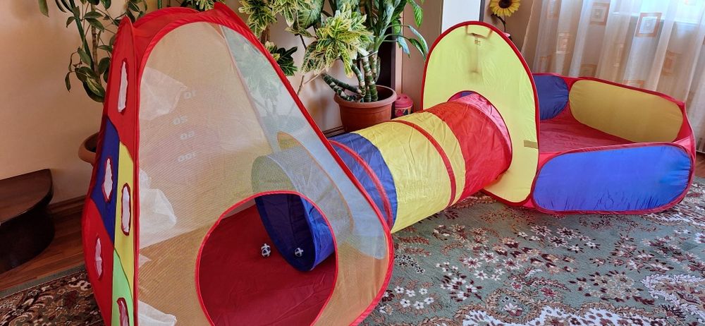 Set cort de joacă copii 3 în 1 cu tunel și țarc de joacă (Game Tent Set)