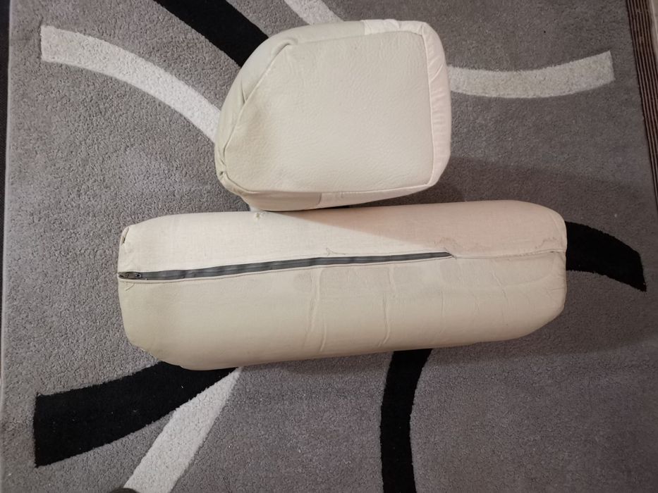 Облегалки, подлакътници от естествена бяла кожа. Удобни за дом. фитнес