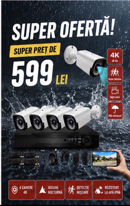 Vindem si Montam Camere Supraveghere Video KIT Complet 4/8/12 CAMERE .Garantie 3 ani !!