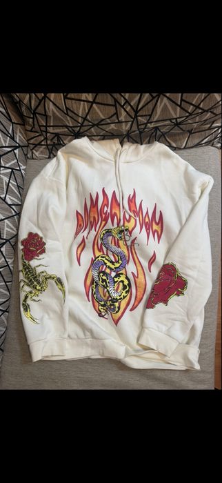 Hanorac cu glugă YourTurn mărimea L, alb cu imprimeu