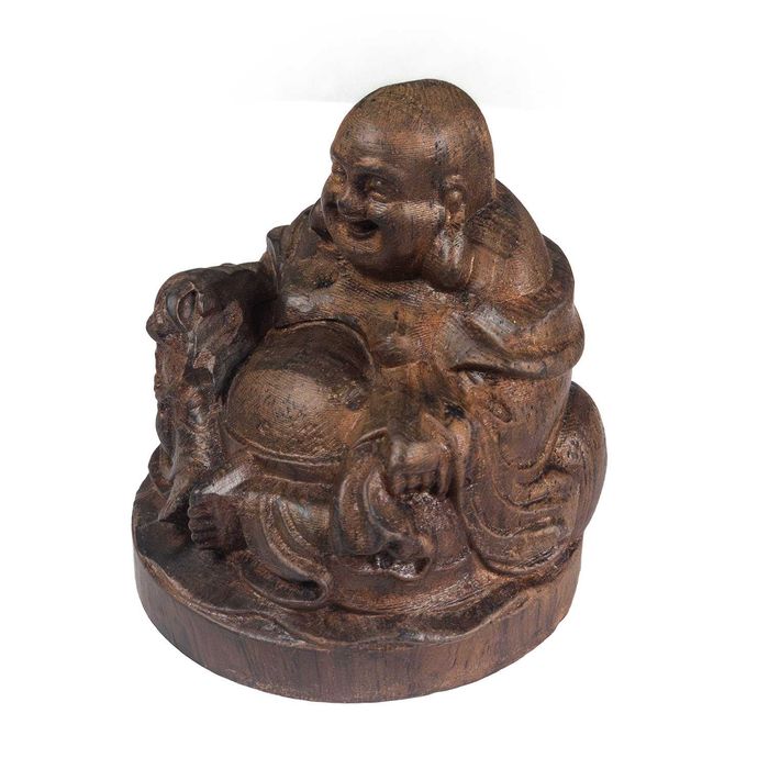 Смеещия се Буда.Ръчно изработена дървена статуетка.