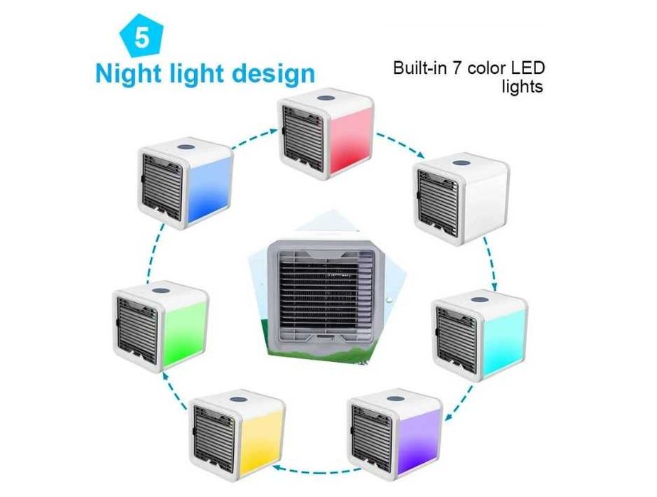 Мини преносим климатик, охлаждане на въздуха с LED светлина и USB