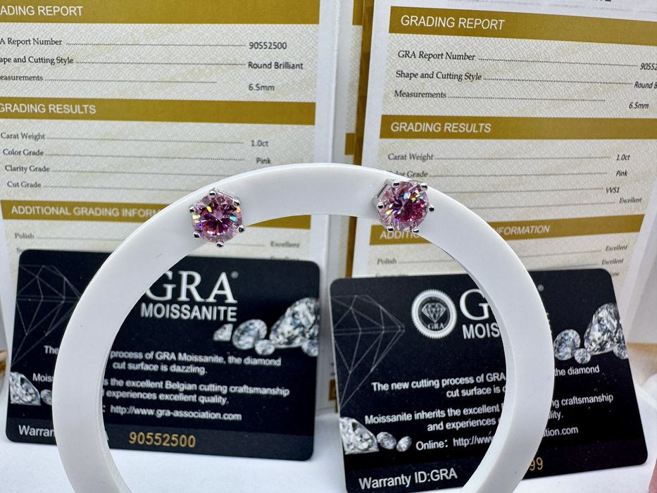 Сребърни обеци с мойсанит (Диамант) 1 карат