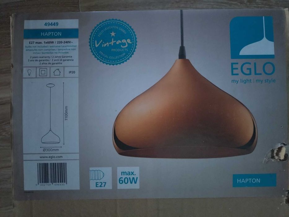 Pendul Lustra de tavan Hapton E27 max. 60W, cupru