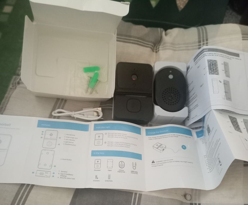 Умен Безжичен Видео Звънец с Двупосочно Аудио, HD Нощно Виждане, USB