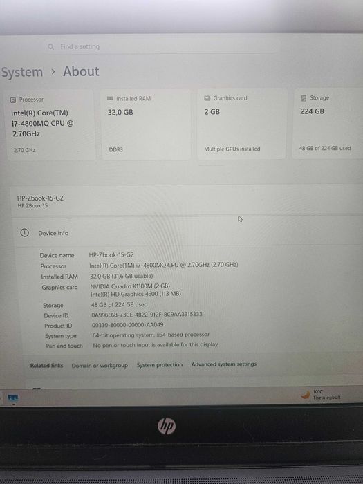 HP ZBook 15 Mobile Workstation i7 QuadCore 16/32Gb Ram Nvidia Quadro SSD, отлична батерия, Docking станция, Windows 11