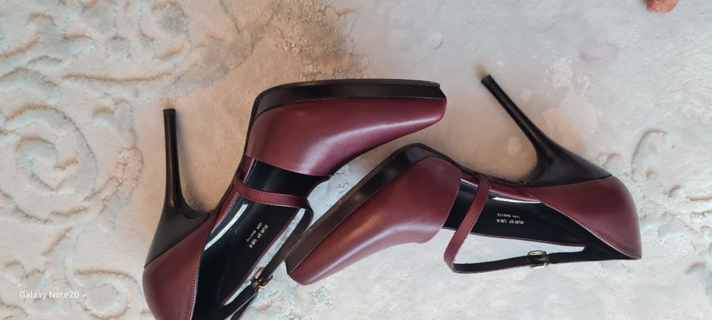 Pantofi piele naturala grena toc inalt m37