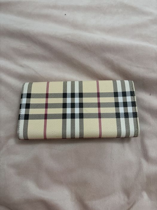 Burberry check flap wallet