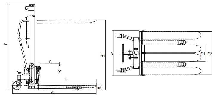 Stivuitor manual hidraulic tip HMS de 1T, 2T