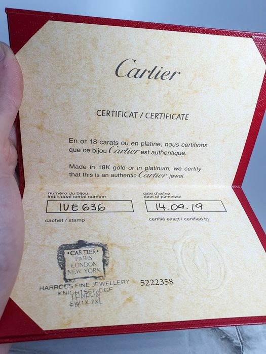 Inel Cartier original din aur 18K – mărimea 48 – 3,29 g – full set