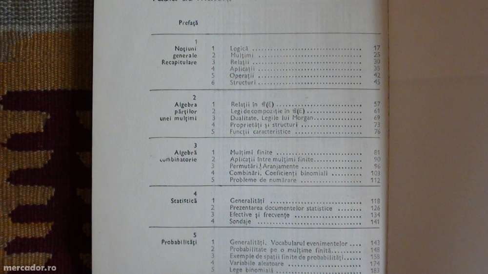 Algebra (vol.1) Multimi, statistica, probabilitati.