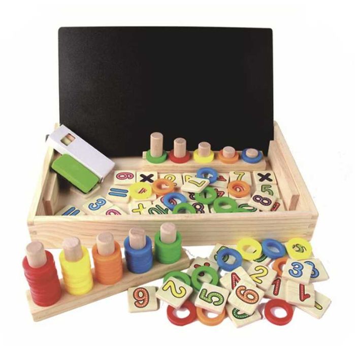 Tabla educativa Montessori din lemn cu fata dubla