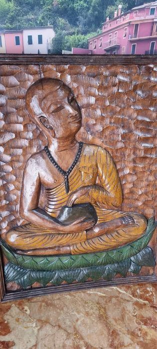Tablou Sculptat Manual Lemn Masiv Budha