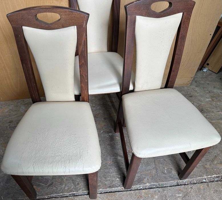 Set 3 Scaune cu cadru din lemn si sezut tapitat; Scaun dining; Scaun bucatarie