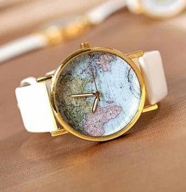 ceas cu harta lumii curea alba , noua