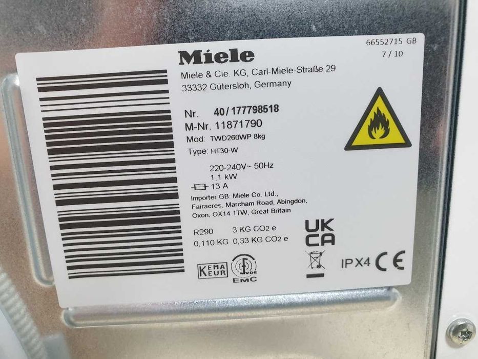 UK - Wi-Fi - Miele T1 Series Black & White Сушилня с Термопомпа Миеле 12м Гаранция