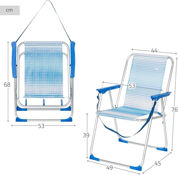 Set de 2 scaune pliabile AKTIVE , 44 x 45 x 76 cm , albastre