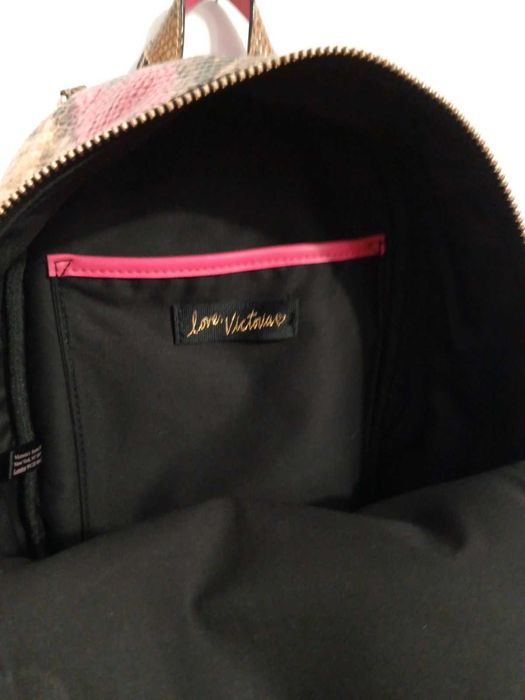 Victoria secret backpack snake skin print pink brown gold