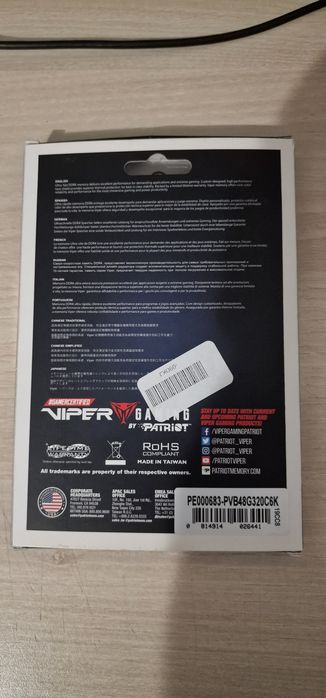 Ram Patriot Viper DDR4 2x4gb 3200mhz