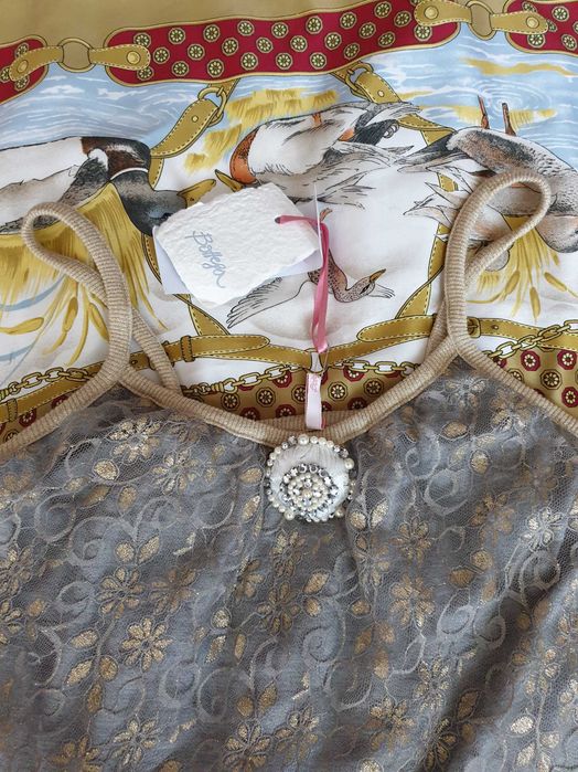 Top dama dantela argintiu Bottega