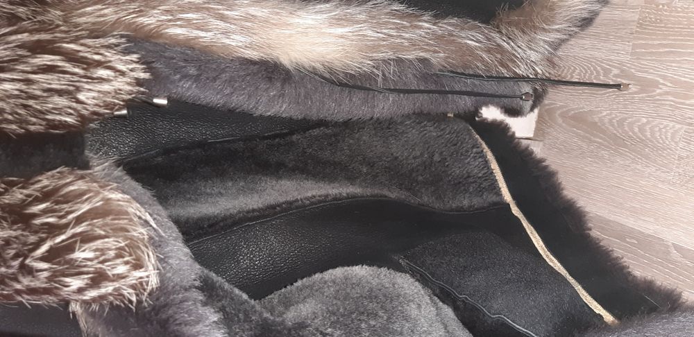 Кожено палто с лисица