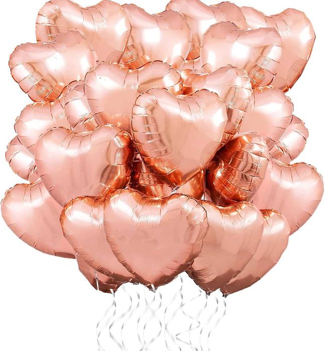 Baloane decorative folie, inimioara, 45cm, pachet de 25, rosu sau roz