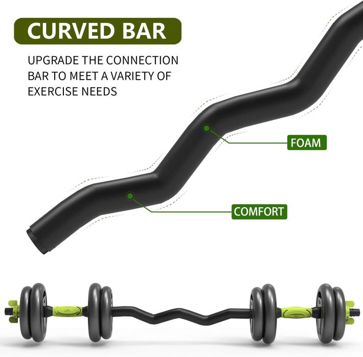 Комплект дъмбели с крив и прав лост  20 кг , 30 кг , и 40 кг