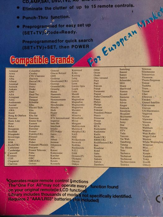 Telecomandă universală Winning 15 în 1, model URC22B-15, noua