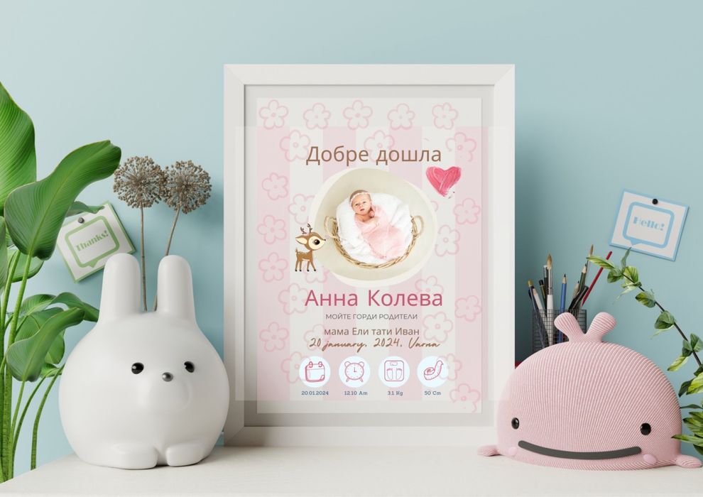 Оригинални Астрологични Звездни Рождени карти портрет Бебешки визитки