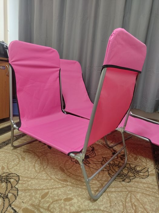 Сгъваеми шезлонги, стомана и текстил