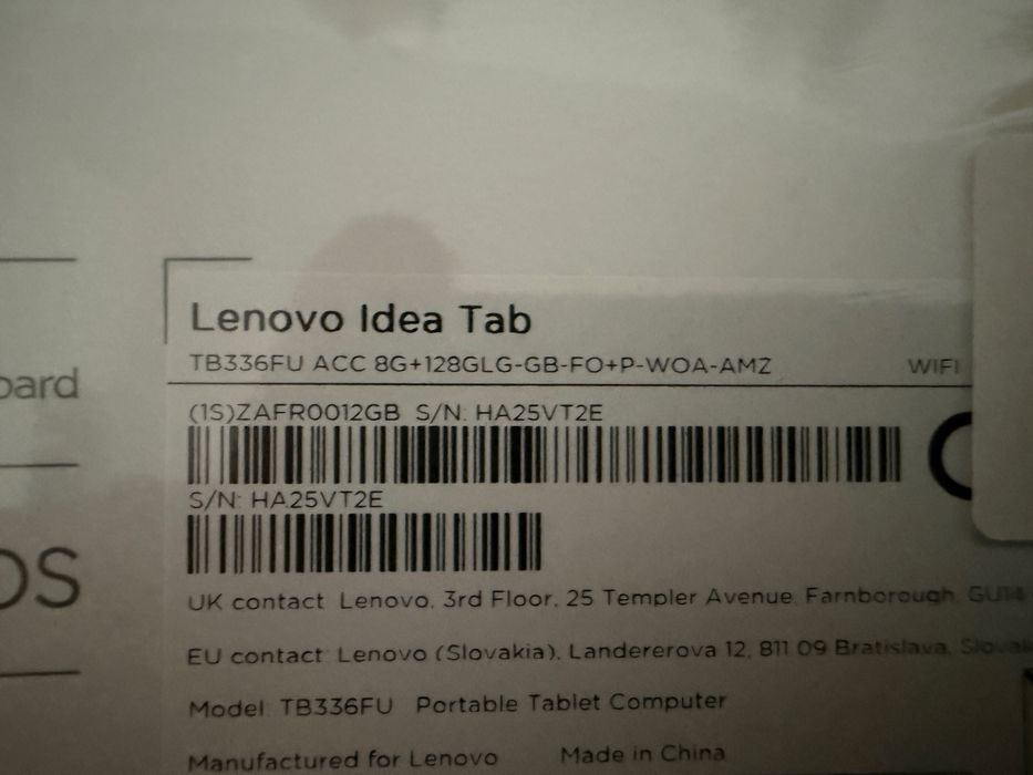 Tableta LENOVO Idea Tab, 11", 8GB RAM, 128GB, Wi-Fi