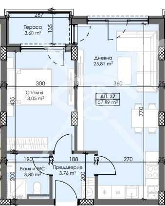 Двустаен апартамент  552-20727