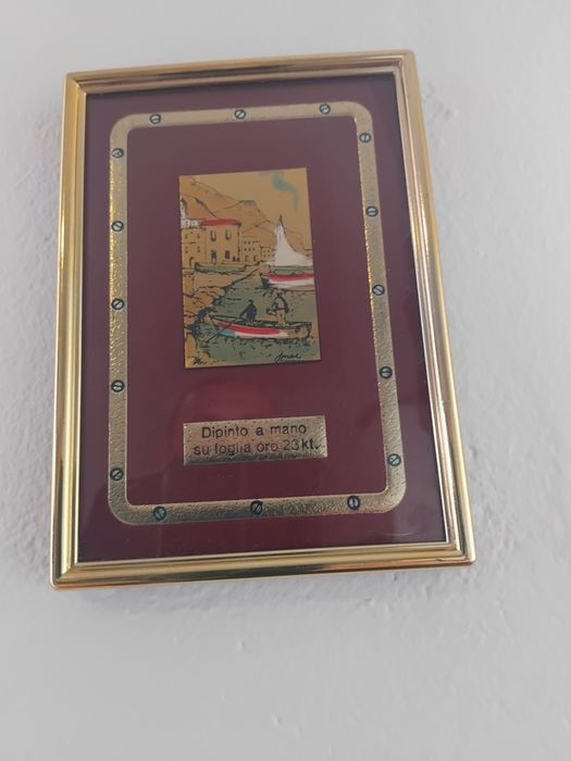Vând tablou 10 cm/14 cm pictat manual pe foita de aur 23k
