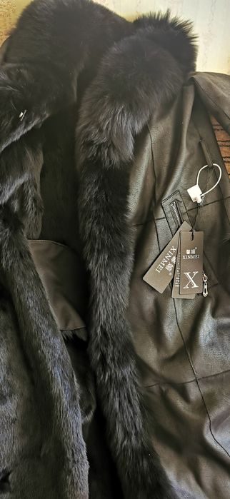 Новая дубленка: кролик; воротник, бортовая оторочка, рукава, - лиса