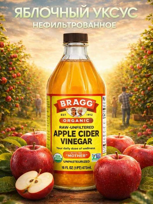 Bragg Organic Apple Cider Vinegar натуральный яблочный уксус 473 мл