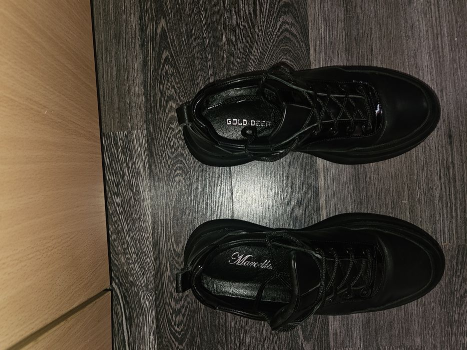 Дамски черни спортно-елегантни маратонки от естествена кожа