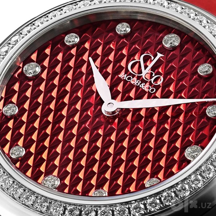 Jacob & Co Brilliant One Row 34 mm Stainless Steel Red Pyramid Dial