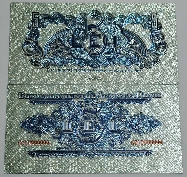 Comandamentul Armatei Roșii – Set complet de 7 bancnote - Gold Collector Edition – cu inserție decorativă de aur 24k