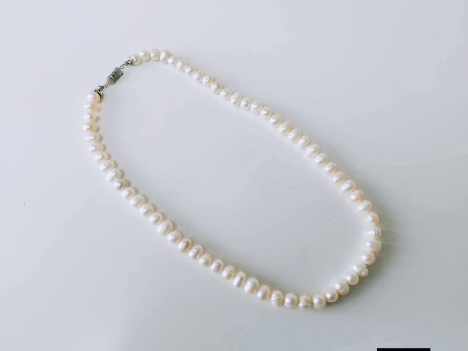 Lant/colier din perle naturale de cultura, inchizatoare argint deosebi